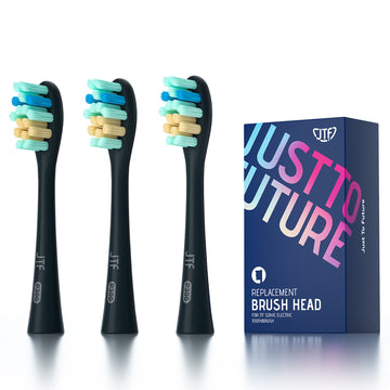 JTF electric toothbrush replacement brush heads for P300 ,Pack of 3,Black