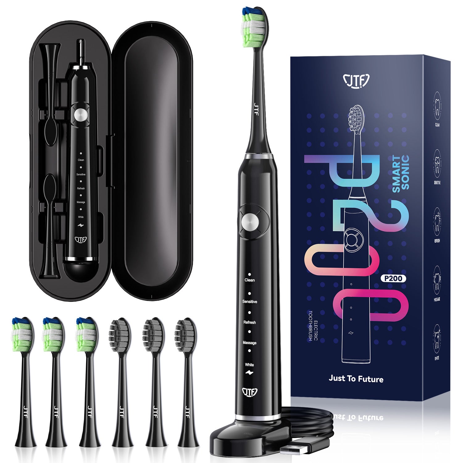 JTF P200 Black Electric Toothbrush