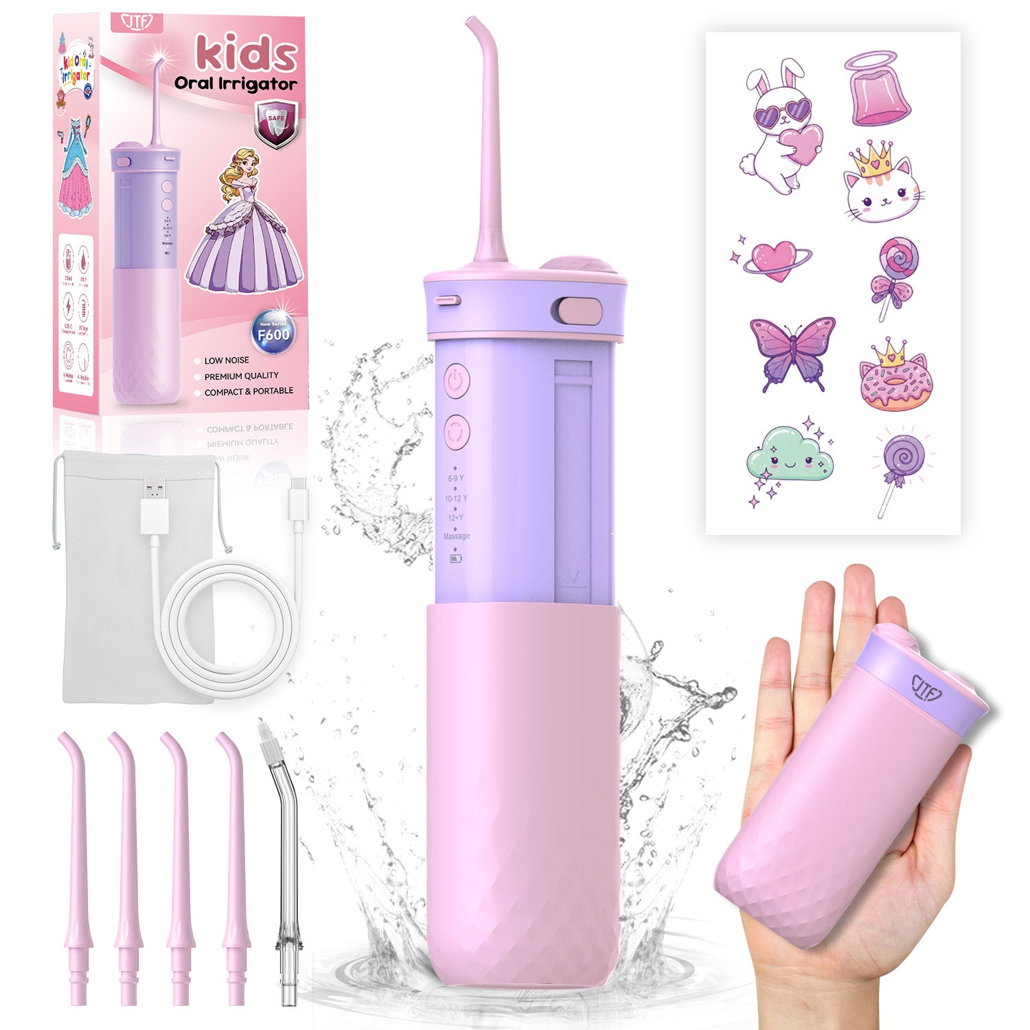 JTF Kids Water Dental Flosser F600 Pink