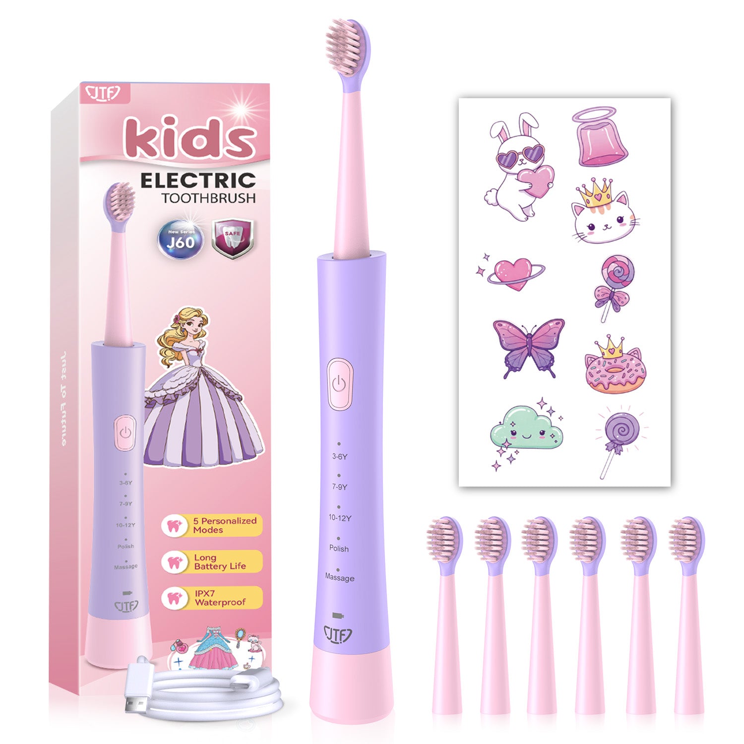 JTF Kids Electric Toothbrush J60 Pink