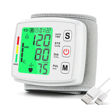 AlphaGeek Wrist Blood Pressure Monitors for Home Use Rechargeable Digital BP Machine Cuff with LED Backlit Display and Voice Broadcast