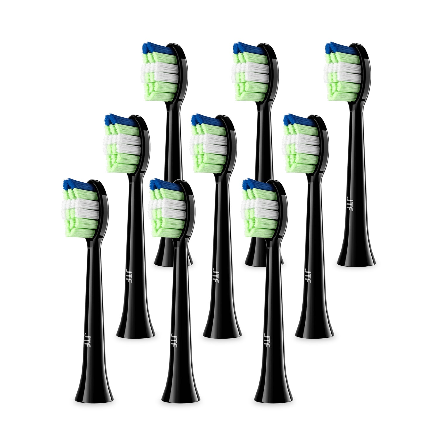 JTF Sonic Smart Toothbrush Genuine Standard Brush Heads, 9 Pack, Black, P200