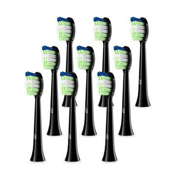 JTF Sonic Smart Toothbrush Genuine Standard Brush Heads, 9 Pack, Black, P200