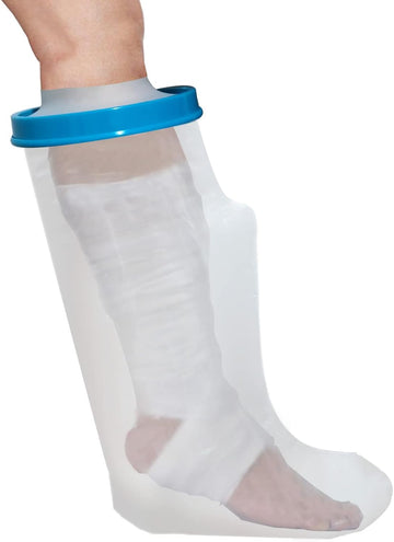 Waterproof Leg Cast Cover for Shower, Watertight Short Leg Protector for Ankle, Foot Wounds Surgery Bandage Dressings to Keep Dry, Reusable Cast Bag for Adult