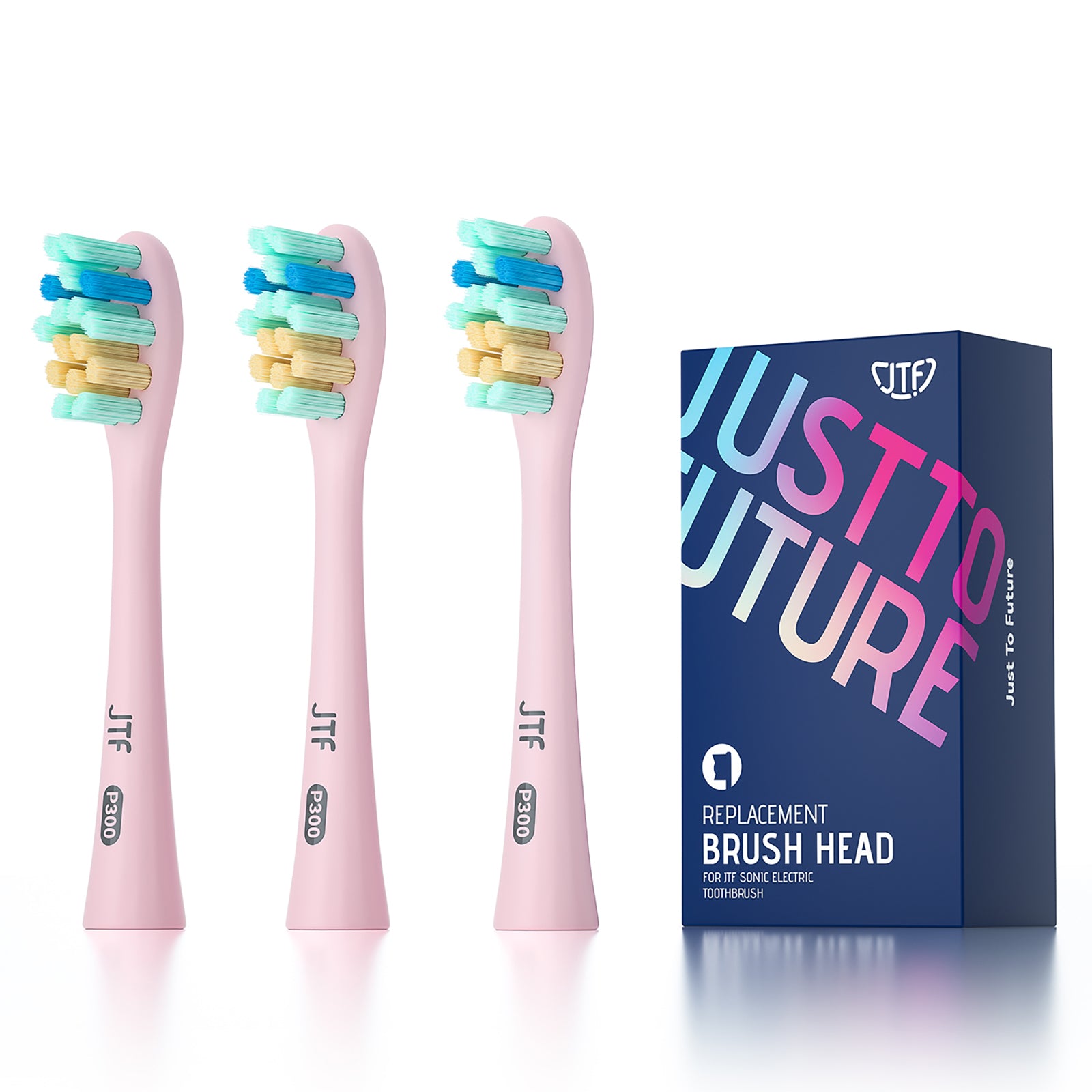 JTF electric toothbrush replacement brush heads for P300 ,Pack of 3,Pink