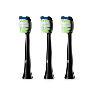 JTF Sonic Smart Toothbrush Genuine Standard Brush Heads, 3 Pack, Black, P200