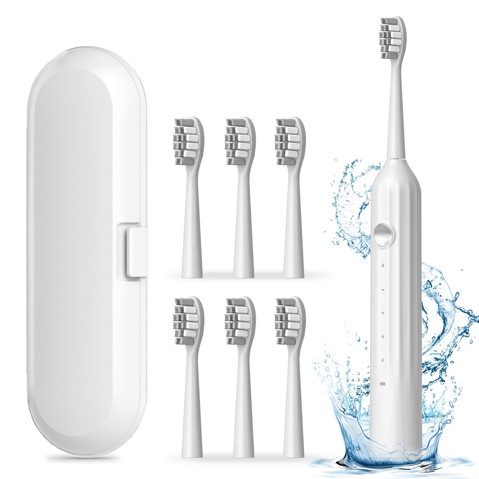 JTF P110 Sonic Electric Toothbrush for Adults with Travel Case, 5 Modes and 6 Brush Heads, One 4 Hours Fast Charge for 90 Days Use, White