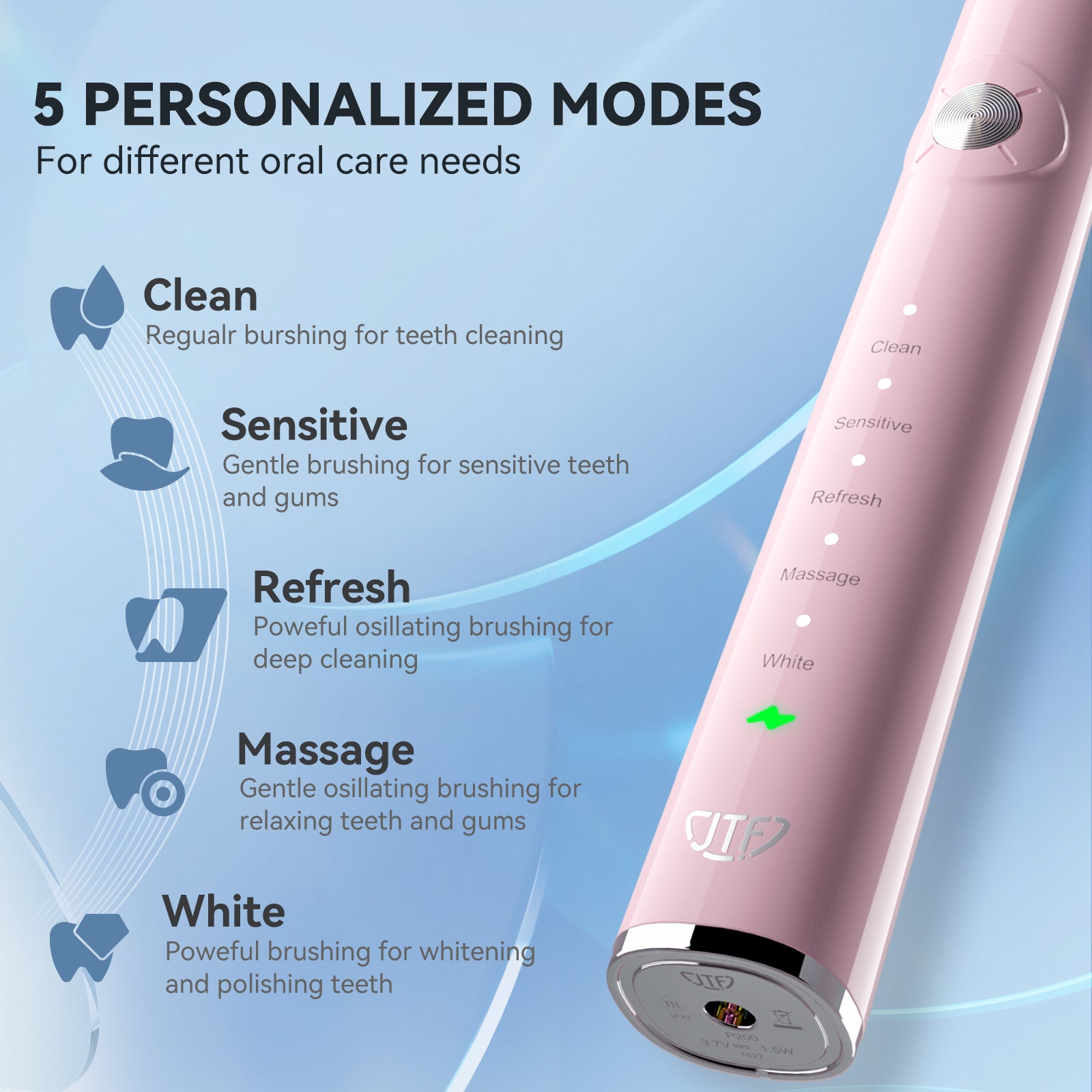 JTF P200 Pink Electric Toothbrush