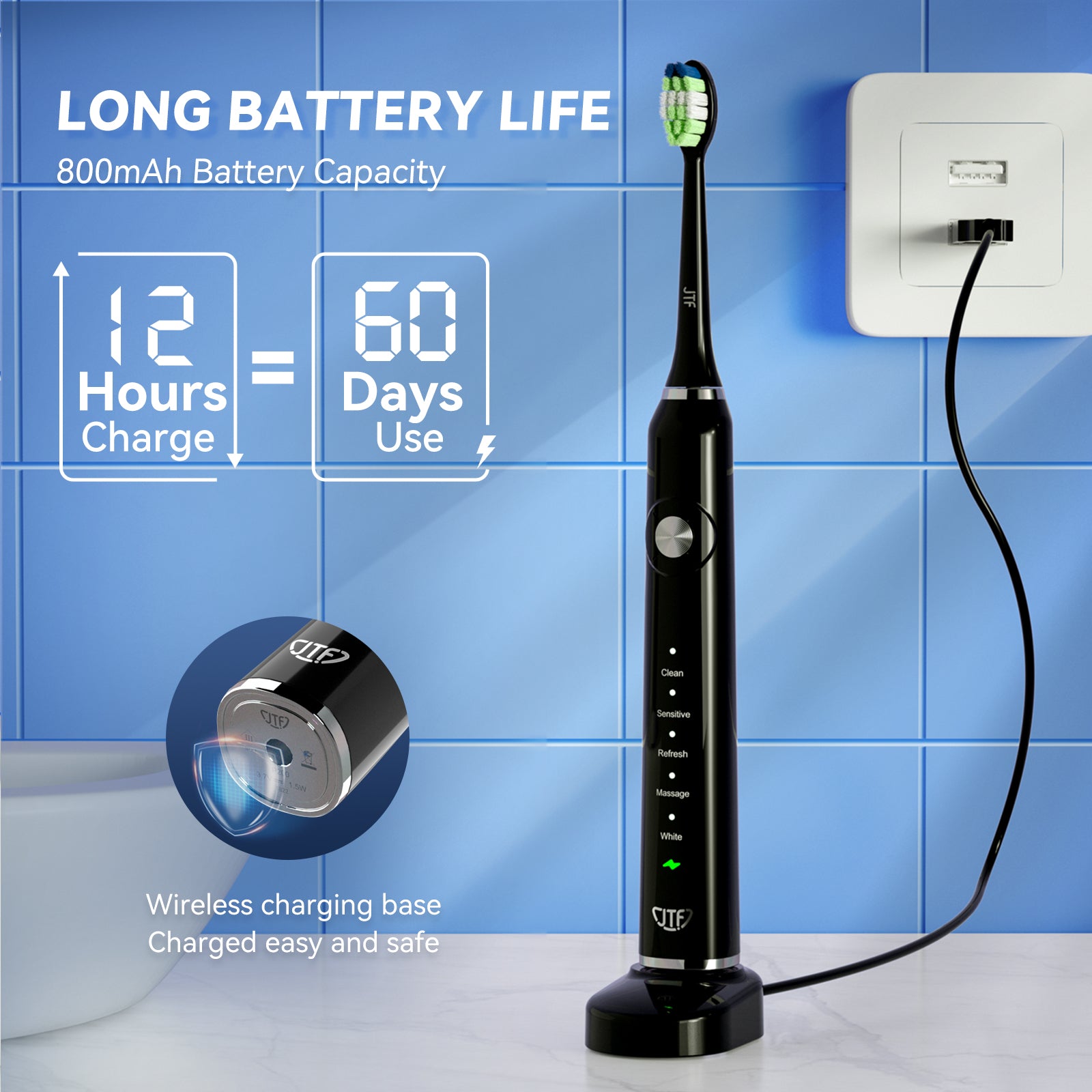 JTF P200 Black Electric Toothbrush